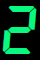 Green 7-segment digit "2" on black background