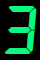 Green 7-segment digit "3" on black background