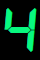 Green 7-segment digit "4" on black background