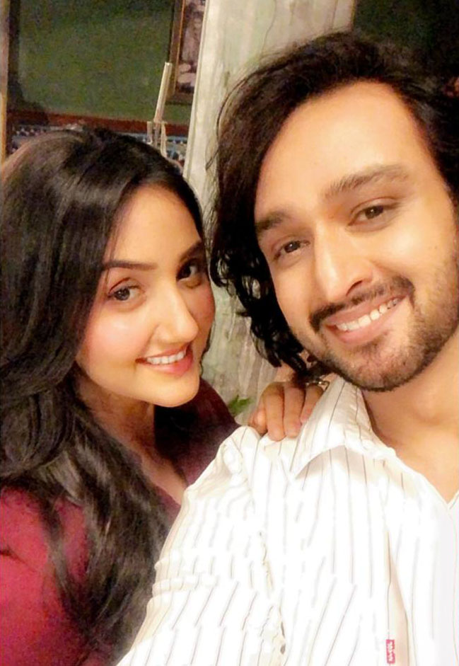 Ashnoor Kaur and Sourabh Raaj Jain on set after their first day of shooting together for "Patiala Babes" season 2, on Dec. 13, 2019.